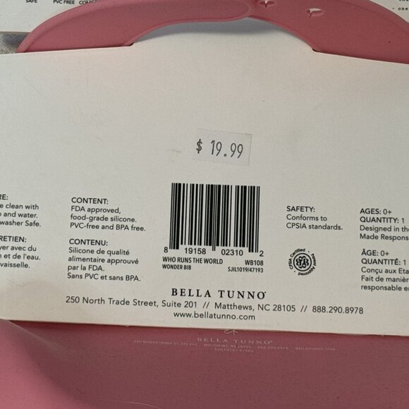 NIP Pink Silicone Bib Who Runs the World? Girls Bella Tunno Gift Baby - Picture 3 of 5